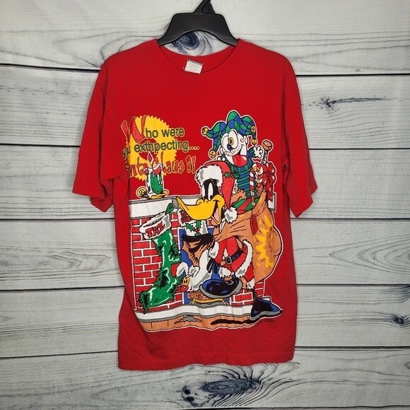 Vintage 1994 Daffy Duck Christmas graphic front shirt size medium - Picture 1 of 7